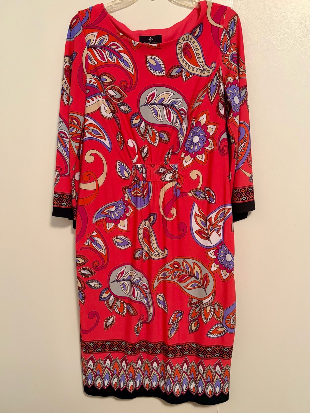 Ronni Nicole Red Paisley Print Long Sleeve Dress